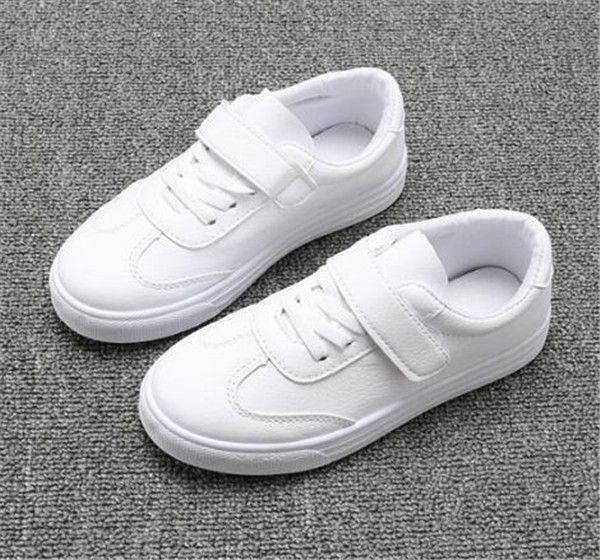 ¡Novedad de primavera 2022! Zapatos de cuero blancos para niños, zapatillas de ocio para niños y niñas, zapatos escolares informales ligeros planos