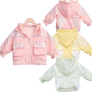 2022 Nouveau printemps filles manteau paillettes avec une veste à capuche d'aile d'ange pour enfants mignons enfants sweat-shirt coupe-vent en bas âge J220718