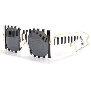 2022 nouveau carré acétate Wrap lunettes de soleil femmes marque de luxe lunettes décoratives Oculos avec chaîne antidérapante en or