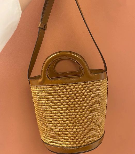 2022 nova palha costurada sacos de praia de couro um ombro cruz oblíqua portátil senhoras bolsa verão sacos de compras femininos