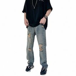 2022 Nouveau Streetwear Hommes Jeans Porté Mer Droite Lâche Garçons Jeans Déchirés Pour Hommes Denim Pantalon Casual Pantalon Pleine Longueur h9dF #