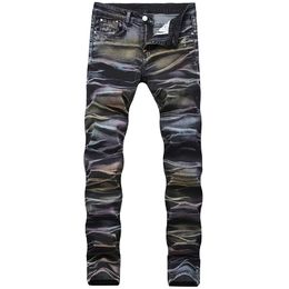 2022 nouveau Stretch mince arc-en-ciel couleur hommes jean à la mode décontracté coton Denim pantalon couleurs contrastées pantalon Vaqueros de hombre