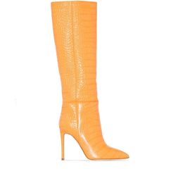 2022 nouveau style dame femmes bottes au genou en cuir de mouton verni mode talons hauts pointus pillage orteil bottillons décontracté robe de soirée chaussures serpent babys couleur taille 34-43