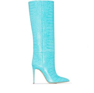 2022 nouveau style dame femmes genou bottes en cuir de mouton verni mode talons hauts pointu pillage orteil bottillons soirée décontractée chaussures habillées serpent Babys couleur taille 34-43