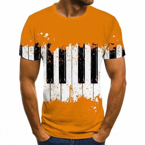 2022 T-shirt pour hommes et femmes de nouveau style Art Piano Keyboard 3D Punk T-shirt pour hommes imprimés à col rond Chemise décontractée Hip Hop à manches courtes q2OA #
