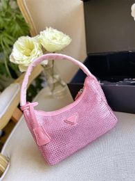 2022 nouveau style nylon hobo pour femmes diamant sac sac à bandoulière dame Composite fourre-tout chaînes toile sac à main avec boîte