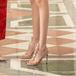 2022 nouveau Style strass Transparent Pvc Stiletto sandales femmes mode romaine femmes chaussures