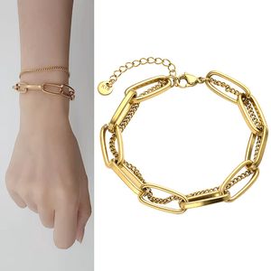 2022 nouveau style en acier inoxydable matériel rétro bracelets luxe mode or longue chaîne pendentif couche épaisse à la main femme à la mode marque spéciale accessoires main