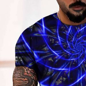 2022 NOUVEAU Été 3D Perspective visuelle numérique Perspective géométrique T-shirt à manches courtes décontractées pour hommes