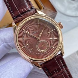 2022 Nieuwe Drie steken luxe herenhorloges Kleine naald loopt seconden 39 mm in diameter Quartz Horloge hoge kwaliteit Merk LOGO leath243r