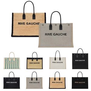 Ontwerper Ylss Rive Gauche Strandtas Zomertas Dames Canvas en geweven leer Handtas met grote capaciteit Luxe mode-winkelhandtas Top Linnen Reistas Totes