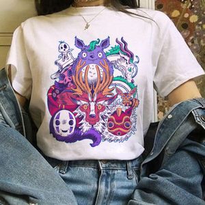 2022 Nouveau Totoro Studio Ghibli Harajuku Kawaii T Shirt Femmes Ullzang Miyazaki Hayao Tshirt Drôle De Bande Dessinée T-shirt Mignon Anime Top Tee Femme Pour La Fête Des Mères Cadeau