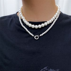 2022 Nieuwe trendy imitatie parelketting ketting unisex temperament eenvoudige handgemaakte streng kraal choker sieraden cadeau steampunk mannen