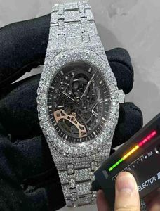2022 Nieuwe versie Ston Skeleton Watch Pass TT Mens Diamonds Top Kwaliteit Mechanische Eta Movement Luxe Iced Out Sapphire Shiny8637663