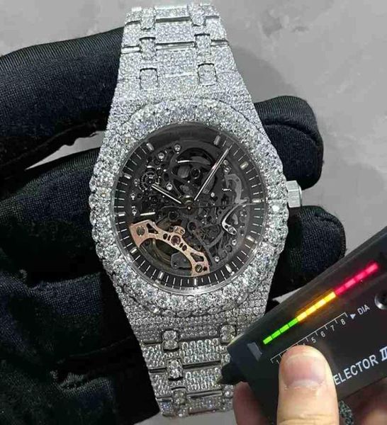2022 Nouvelle version Ston Skeleton Watch PASS TT Diamants pour hommes Qualité supérieure Mouvement mécanique ETA Luxe Iced Out Sapphire brillant6469408