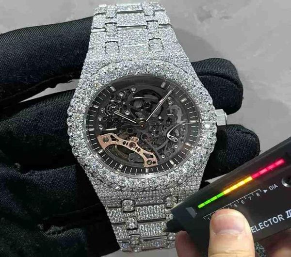 2022 NOUVELLE VERSION STON SKELETON WATCH PASS TT MENS DIAMONDS TOP Quality MECANICAL Mouvement Luxury Iced Out Sapphire Shiny8906760