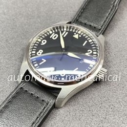 2023 Nieuw horloge 40 mm Zwart Arabisch cijfer wijzerplaat Datumweergave Ref.328301 Echte lederen band Little Prince Mens Automatic Pilot Watches Orologio Di Lusso