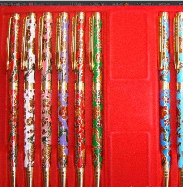 2022 nouveau gros 12 pièces mélanger les couleurs chinois à la main Dragon motif cloisonné stylos à bille