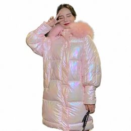 2022 Nouveaux Parkas d'hiver épaissir veste femme manteau bouffant brillant chaud col de fourrure à capuche Lg femme vers le bas Cott vêtement d'extérieur Parka N6Y7 #