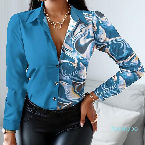 2022 Nouvelles chemisiers pour femmes couleurs couleurs en gros femme chemise de mode Lady à manches longues chrèmes de bouton de remin-dow