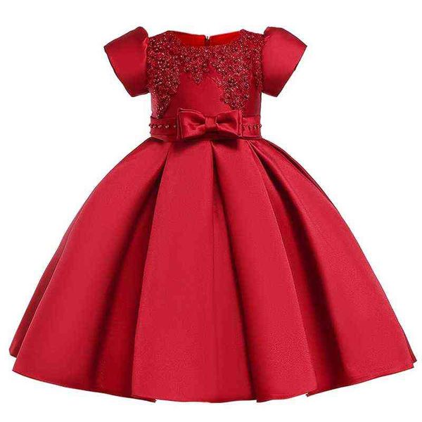 2022 Nouvel An Robe de perles Robes pour enfants Fille Vêtements pour enfants Mariage Princesse Fille Robe Adolescent Costumes de Noël 8 10 ans G1215