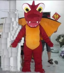 2022 Nieuw gele Dragon Mascot -kostuum met vleugels voor volwassenen om te koop te dragen