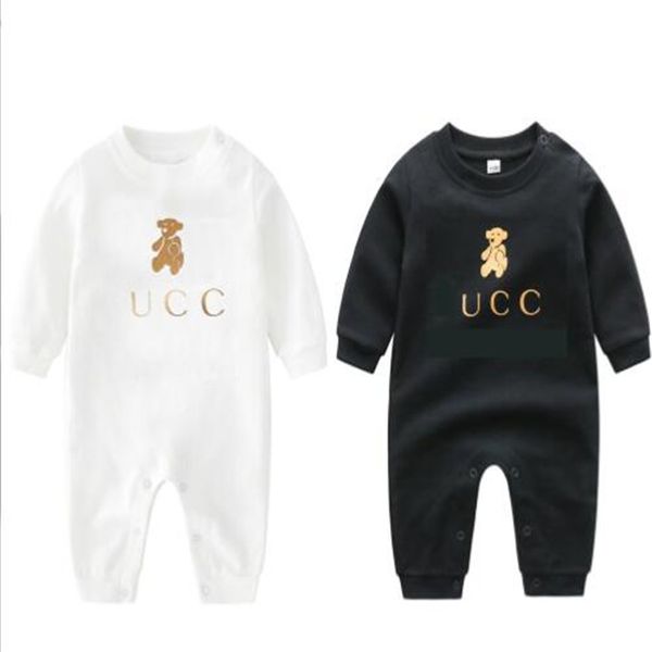 2022 nouveau-né enfant vêtements ensembles pièce bébé garçons filles dessin animé marque lettre régulier col rond 100% coton à manches longues combinaisons infantile unisexe barboteuses décontracté bébé vêtements