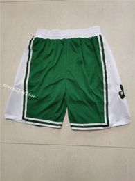 2022 Newe City Versão Equipe de Basquete Masculino Retrocesso Boston 75th Cor Verde Costura Shorts Calças com Cintura Elástica no tamanho S- 2XL Shorts Moda Estilo Esportivo