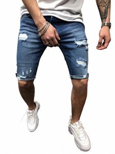 2022 El más nuevo Fi Men's Ripped Shorts Jeans Denim Vintage Ripped Distred Hole Tobillo Longitud Lápiz Pantalones Pantalones delgados d0zS #