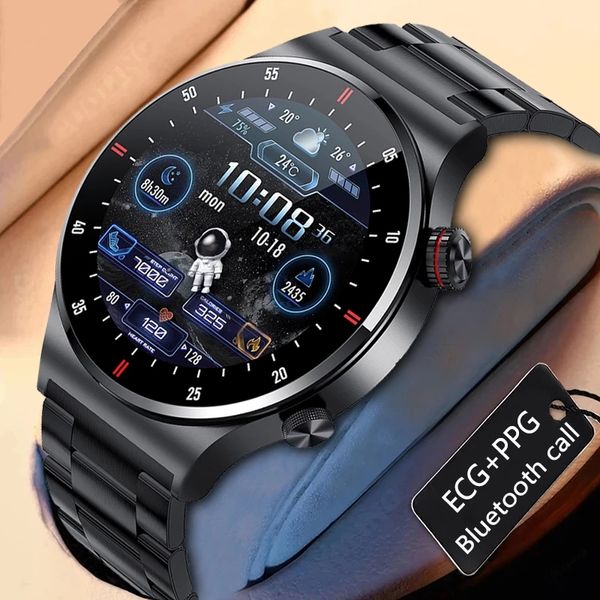 2022 Ritmo cardíaco Relojes inteligentes Presión deportiva GPS Reloj inteligente a prueba de agua Gran pantalla HD Pulsera ECG Monitoreo de oxígeno en sangre Hombres Pulsera Bluetooth