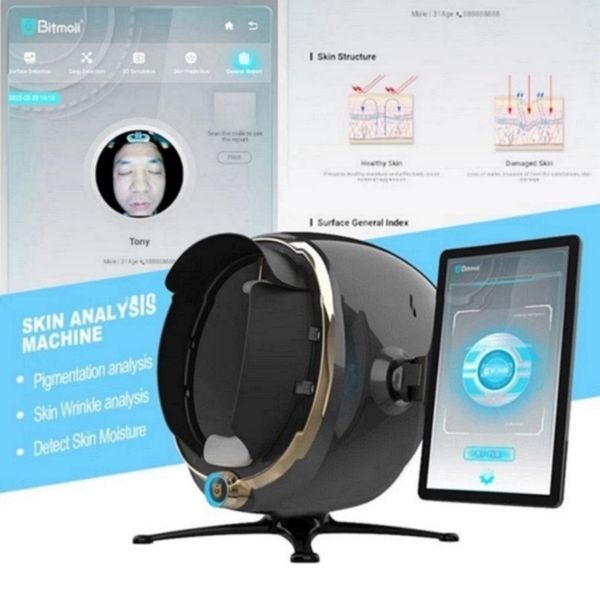 2022 La plus nouvelle machine intelligente d'analyse de peau 3D Magic Skin Analyzer Smart Mirror Facial Lampe en bois en ventes