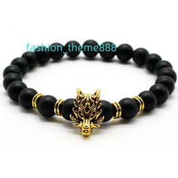 Bracelets en pierre naturelle extensible pour hommes, bijoux de luxe personnalisés Dragon en or, nouvelle collection 2022