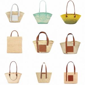 Raffia Mand Straw Designer Strandtas Iraca Palm en Leer Fold Shopper handtas 5A Tote Luxe Dames Zomer Geweven Schoudertassen Klassieke anagram clutch bags bakken