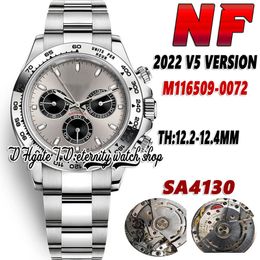 2022 NF V5 TH: 12.4M S116509 Mens Horloge CAL.4130 NF4130 Chronograaf Automatische Zilver Grijs Dial SS 904L Roestvrij Armband Case Super Eternity Stopwatch Horloges L116500