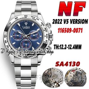 2022 NF V5 CF116509 Heren Watch Th 12,4 mm Cal.4130 NF4130 Chronograph Automatische blauwe wijzerplaat SS 904L Roestvrijstalen armband en Case Super Edition Eternity Stopwatch Watches