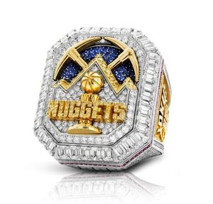 2022 Nuggets Basketbal Jokic Team Champions Championship Ring met Houten Display Box Souvenir Mannen Fan Gift Drop Shipping