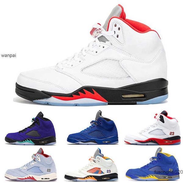 2022 Original 5 zapatos de baloncesto 5s Fire Red Red Alternate Grape Blue Suede International Flight Laney Royal Metallic Silver Oreo Space Jam Jordon Jordens