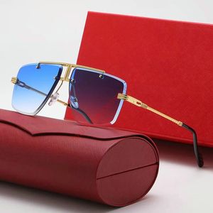 2022 Panthère De Lunettes De Soleil Lunettes De Soleil De Luxe Marque Designer Hommes / Femmes Marron Décoratif Grand Diamant Sans Monture Noir Lunettes De Corne De Buffle Avec Boîte De Cas