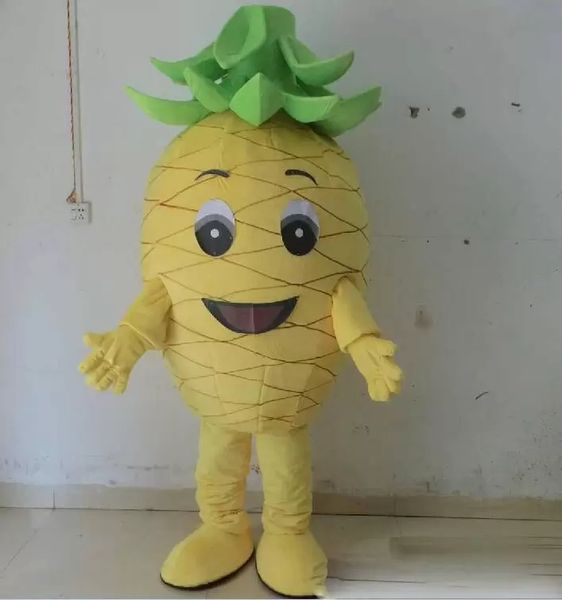 2022 Costume de mascotte d'ananas de couleur jaune Halloween Noël Fantaisie Fête Personnage de dessin animé Costume Costume Adulte Femmes Hommes Robe Carnaval Unisexe Adultes