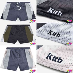 2022 Patchwork couleur KITH Board Shorts hommes femmes ourlet broderie KITH Shorts poches zippées maille culotte