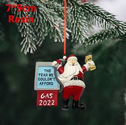 2022 gasolina Santa Claus disfraz Cosplay árbol de Navidad colgante resina artesanía ornamento al por mayor