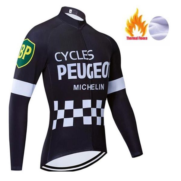 2022 Peugeot hiver thermique polaire maillot de cyclisme VTT vêtements de vélo chemises de cyclisme longue Ropa Ciclismo Invierno Hombre Maillot215Q