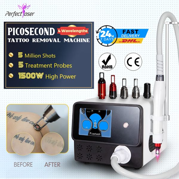 2023 Picosecond Laser Tattoo Removal Machine 532nm 755nm 1064nm 1320nm Peeling au carbone Black Face Doll Removal dispositifs picolaser