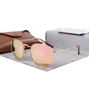 2022 Piloot Aviator Luxury Brand Fashion Round Women Sunglasses Glazen Lens Metal Frame 3548 Polygon Small Frame3199275