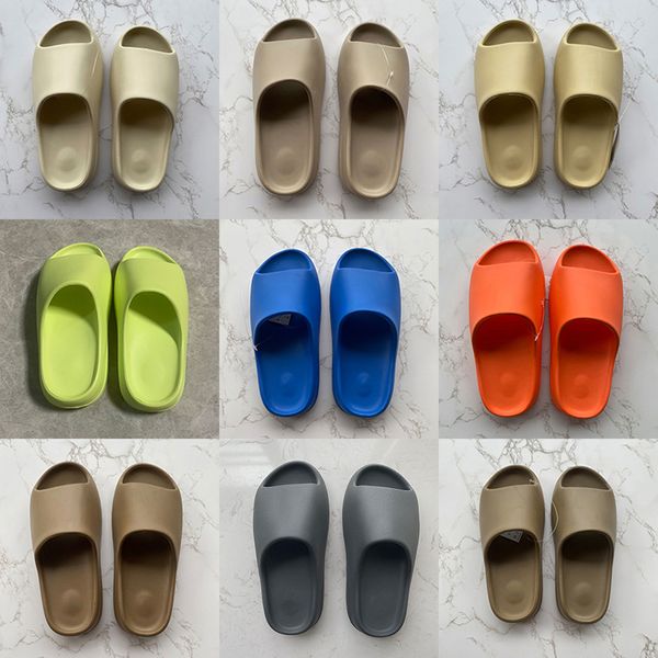 SIYU Topsportmarket Slides Pantoufles Hommes Femmes Carbon Glow Vert Désert Sable Noir Os Blanc Nouvelle Orange Résine Slide Sandales Chaussure Sel Ardoise Marine Avec Boîte