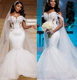 2022 de talla grande árabe Aso Ebi encaje con cuentas sirena vestido de novia cariño Vintage vestidos de novia vestidos ZJ116