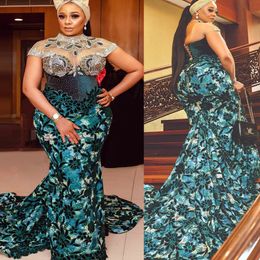2022 Plus Size Arabic Aso Ebi Luxurious Mermaid Sexy Prom Dresses Beaded Crystals Evening Formal Party Second Reception Birthday Engagement Gowns Dress ZJ907