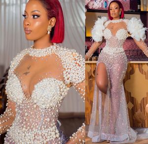 2022 grande taille arabe Aso Ebi luxueux sirène robe de mariée scintillante paillettes dentelle robes de mariée robes ZJ765