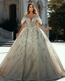 2022 Plus size Arabische Aso Ebi Luxe Sparkly Sexy trouwjurk Sheer Neck kralen kristallen bruidsjurken Jurken jurken zj522