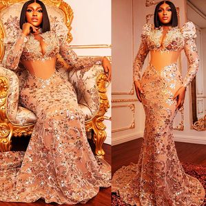 Plus size Arabische aso ebi mermaid luxueuze goud prom jurken kristallen kristallen avond formeel feest tweede receptie verjaardag verloving jurken jurk zj902